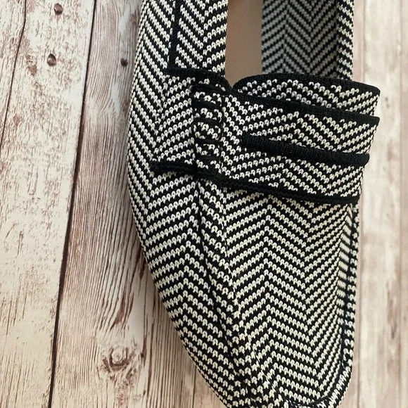 Black and White Herringbone Loafers - Picture 5 of 6